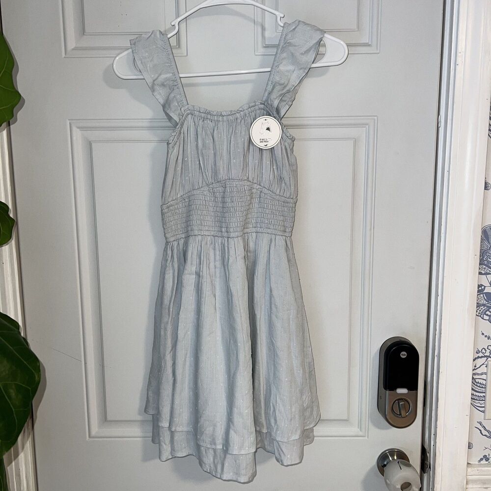 Hollister Saidie Smocked Skort Dress Light Blue Cottagecore-Size S